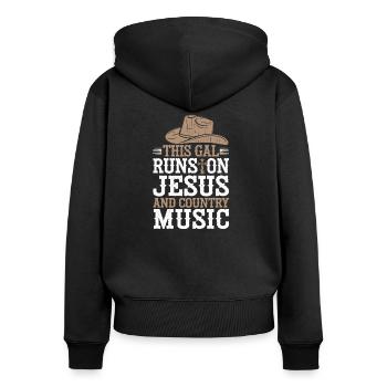 Pour les fans de foi et de country - Sweat à capuche zippé Premium bio Femme - noir - Dos - Julia (174cm)