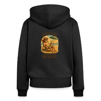 Je peux pas je suis à la retraite. Humour retraité - Sweat à capuche zippé Premium bio Femme - noir - Dos - Julia (174cm)