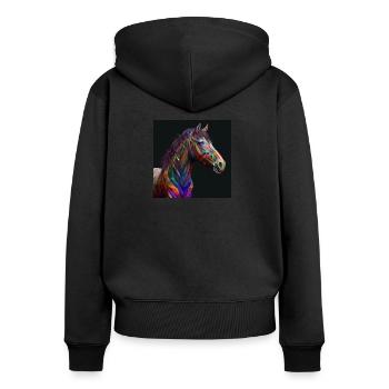 Cheval coloré, design unique - Sweat à capuche zippé Premium bio Femme - noir - Dos - Julia (174cm)