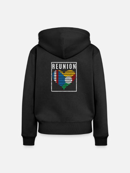 Réunion - Frauen Premium Bio Zip Hoodie - Schwarz