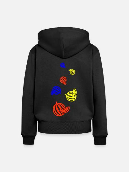 Melone Frucht - Frauen Premium Bio Zip Hoodie - Schwarz