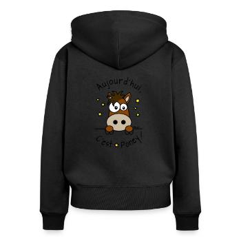 Équitation Cheval Poney Pony Cavalier Cavalière - Sweat à capuche zippé Premium bio Femme - noir - Dos - Julia (174cm)
