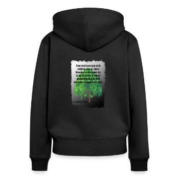 Besondere Menschen In diesem Sinne... - Frauen Premium Bio Zip Hoodie - Schwarz - Hinten - Julia (174cm)