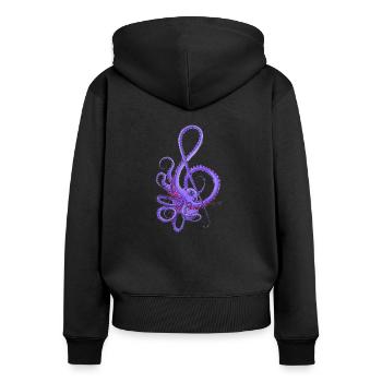 Notenschlüssel Kraken - Frauen Premium Bio Zip Hoodie - Schwarz - Hinten - Julia (174cm)
