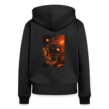 Watch It Burn - Frauen Premium Bio Zip Hoodie - Schwarz - Hinten - Julia (174cm)