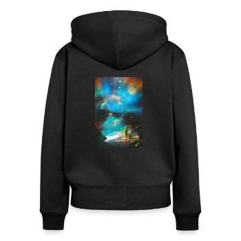 A Curious Sight - Women's Premium Organic Zip Hoodie - black - Back - Julia (174cm)