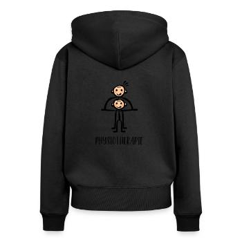 Krankengymnastik Physiotherapie Physiotherapeut - Frauen Premium Bio Zip Hoodie - Schwarz - Hinten - Julia (174cm)