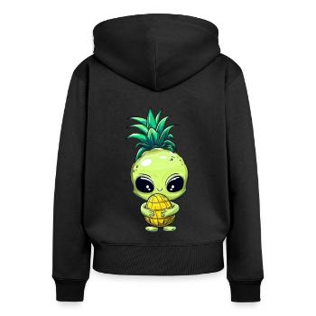 Ananas-Haar Alien: Grün & Lustig - Frauen Premium Bio Zip Hoodie - Schwarz - Hinten - Julia (174cm)