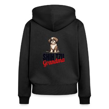 Shih Tzu Löwenhunde Chrysanthemenhund Shih Tzu - Frauen Premium Bio Zip Hoodie - Schwarz - Hinten - Julia (174cm)