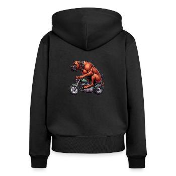 Drôle de chien dans une aventure à moto - Sweat à capuche zippé Premium bio Femme - noir - Dos - Julia (174cm)