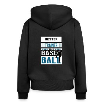 Baseball Trainer Bester Baseballtrainer Team - Frauen Premium Bio Zip Hoodie - Schwarz - Hinten - Julia (174cm)