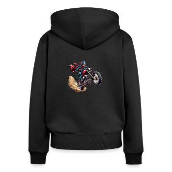 Motorrad Kangaroo Heldenhaftes Abenteuer - Frauen Premium Bio Zip Hoodie - Schwarz - Hinten - Julia (174cm)