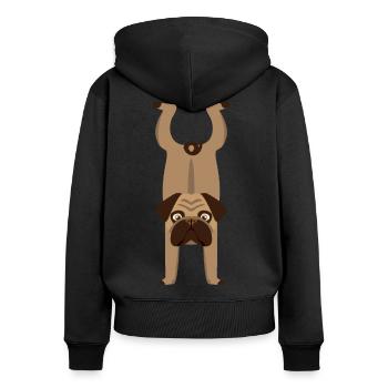 Chien Gymnastique Carlin Équilibre sur les mains Cadeau - Sweat à capuche zippé Premium bio Femme - noir - Dos - Julia (174cm)