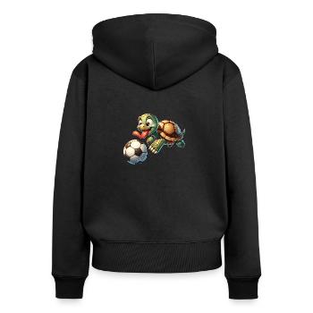 Soccer Playing Turtle Illustration - Women's Premium Organic Zip Hoodie - black - Back - Julia (174cm)