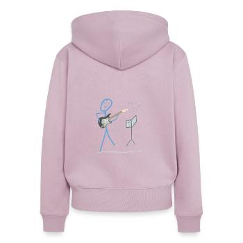 E Gitarre Strichmännchen Bass Musik Rock - Frauen Premium Bio Zip Hoodie - Altrosa - Hinten - Julia (174cm)