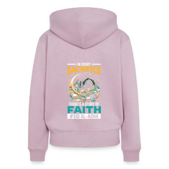 Happy Eid Al Adha, Islamic holiday, Islam - Women's Premium Organic Zip Hoodie - dusky pink - Back - Julia (174cm)