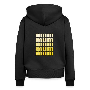 mum gelb - Frauen Premium Bio Zip Hoodie - Schwarz - Hinten - Julia (174cm)