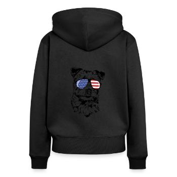 JACK RUSSELL TERRIER America Flag Sunglasses - Women's Premium Organic Zip Hoodie - black - Back - Julia (174cm)