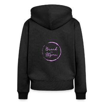 Break The Stigma - Frauen Premium Bio Zip Hoodie - Schwarz - Hinten - Julia (174cm)