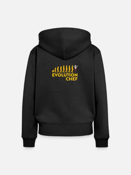 Evolutionärer Chef Motive - Frauen Premium Bio Zip Hoodie - Schwarz
