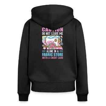 Nähen - Frauen Premium Bio Zip Hoodie - Schwarz - Hinten - Julia (174cm)