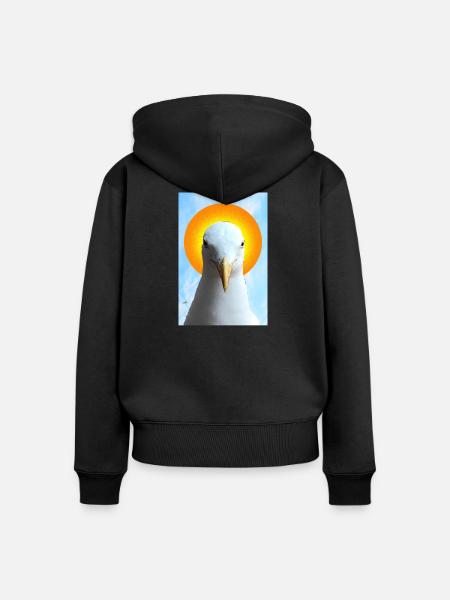 Sonne Halo Möwe Porträt - Frauen Premium Bio Zip Hoodie - Schwarz