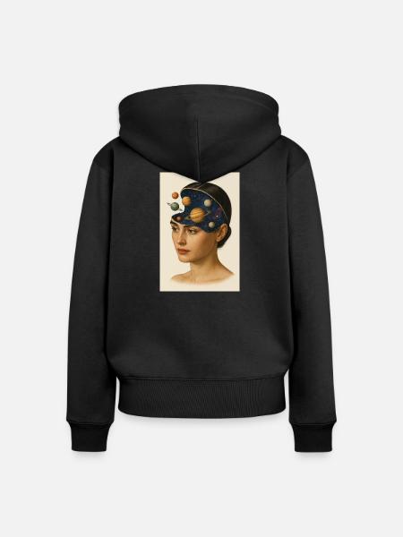 Astronomy Mind - Frauen Premium Bio Zip Hoodie - Schwarz