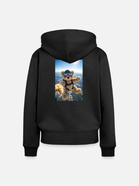 Bären-Fallschirmsprung-Abenteuer - Frauen Premium Bio Zip Hoodie - Schwarz