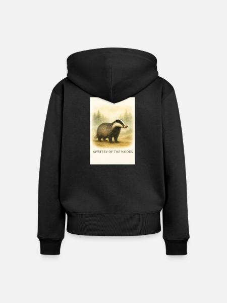 Das Geheimnis des Walddachses - Frauen Premium Bio Zip Hoodie - Schwarz