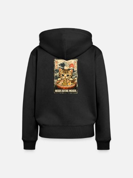 Maneki Neko Fortune Ramen - Frauen Premium Bio Zip Hoodie - Schwarz