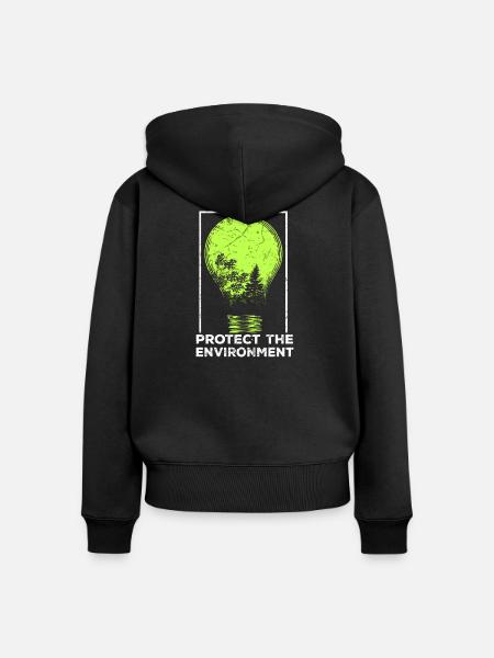 Protect Nature - Frauen Premium Bio Zip Hoodie - Schwarz