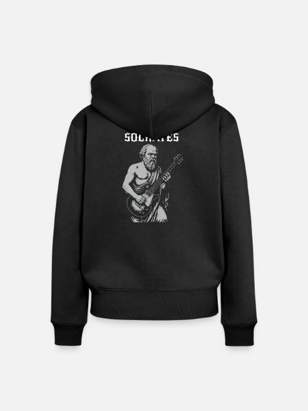 Sokrates spielt Rockgitarre - Frauen Premium Bio Zip Hoodie - Schwarz