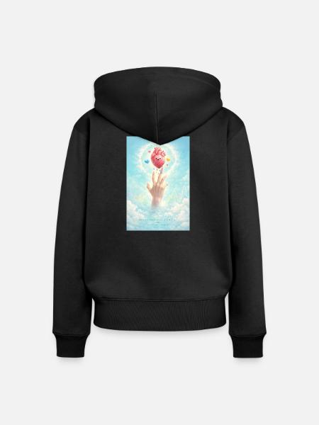 Herzballon im Himmel - Frauen Premium Bio Zip Hoodie - Schwarz