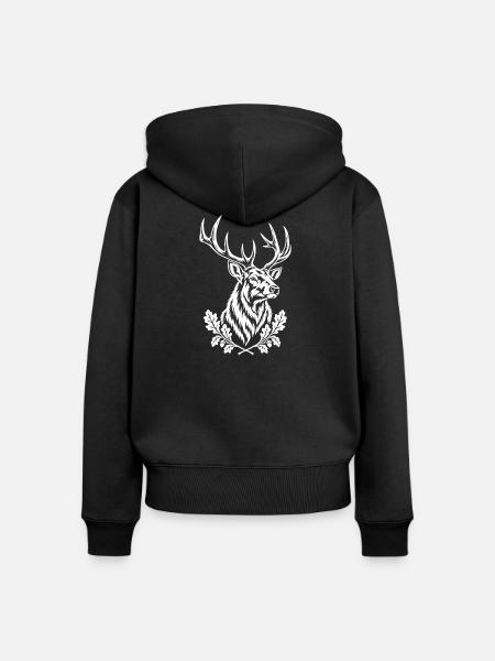 Hirschsilhouette Waldgeist - Frauen Premium Bio Zip Hoodie - Schwarz