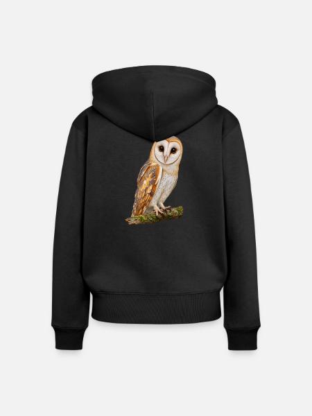 Schleiereule - Frauen Premium Bio Zip Hoodie - Schwarz