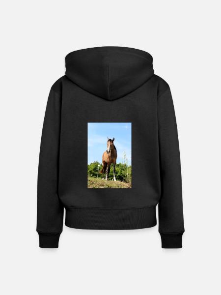 Pferd - Frauen Premium Bio Zip Hoodie - Schwarz