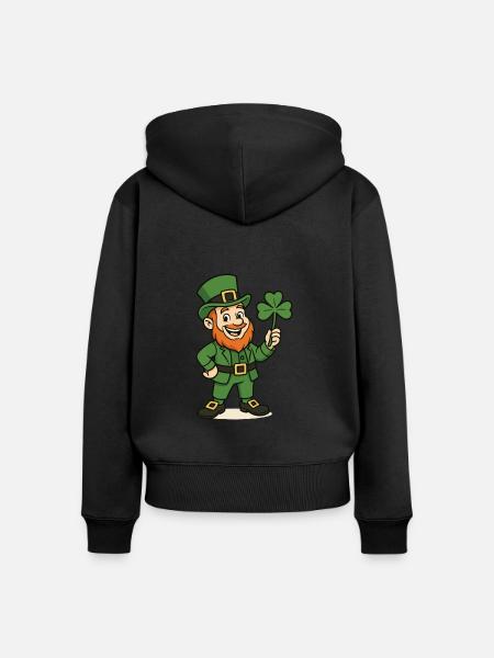 Leprechaun Kleeblatt - Frauen Premium Bio Zip Hoodie - Schwarz