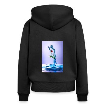 poisson - Sweat à capuche zippé Premium bio Femme - noir - Dos - Julia (174cm)