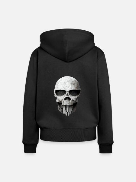 Totenkopf Metall - Frauen Premium Bio Zip Hoodie - Schwarz