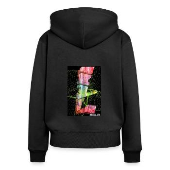 ILL 3D - Frauen Premium Bio Zip Hoodie - Schwarz - Hinten - Julia (174cm)