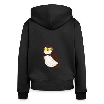 Cartoon-Eule - Frauen Premium Bio Zip Hoodie - Schwarz - Hinten - Julia (174cm)