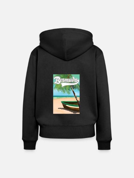 Bermuda Urlaubsplakat - Frauen Premium Bio Zip Hoodie - Schwarz