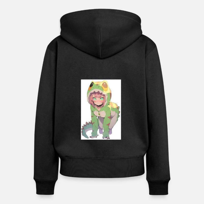 Dino Vixen: Dessin captivant d’un mignon et - Sweat à capuche zippé Premium bio Femme - noir