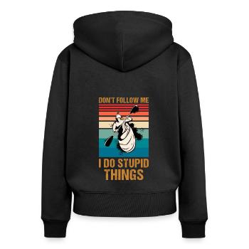 Rudern Paddeln Kajakboot Kajaksport Paddel Kajak - Frauen Premium Bio Zip Hoodie - Schwarz - Hinten - Julia (174cm)