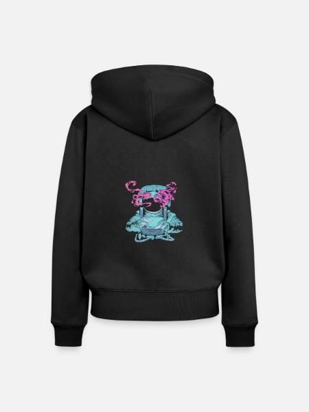 Rauchender Astronaut im Weltall - Frauen Premium Bio Zip Hoodie - Schwarz