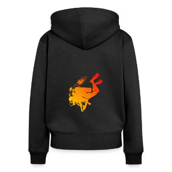 Scuba Taucher Damen Scuba Diver Scuba Tauchen - Frauen Premium Bio Zip Hoodie - Schwarz - Hinten - Julia (174cm)
