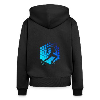 Rennen Herren Fitness Laufen Running Jogging - Frauen Premium Bio Zip Hoodie - Schwarz - Hinten - Julia (174cm)