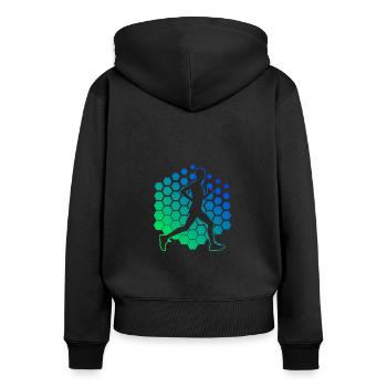 Course de fond Course à pied Jogging pour hommes - Sweat à capuche zippé Premium bio Femme - noir - Dos - Julia (174cm)