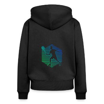 Badminton Badminton Badminton Joueurs de badminton Hommes - Sweat à capuche zippé Premium bio Femme - noir - Dos - Julia (174cm)