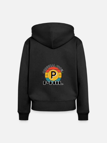 Phil - Frauen Premium Bio Zip Hoodie - Schwarz